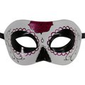 Kayso Day of the Dead Black  White Sugar Skull Mask with Purple Flower 4 x 10 in One Size DOD004B